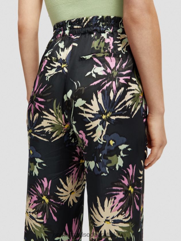 ženy oblečenie astra čierna Scotch & Soda gia mid-rise wide-noha tlačená 4ZV00D168