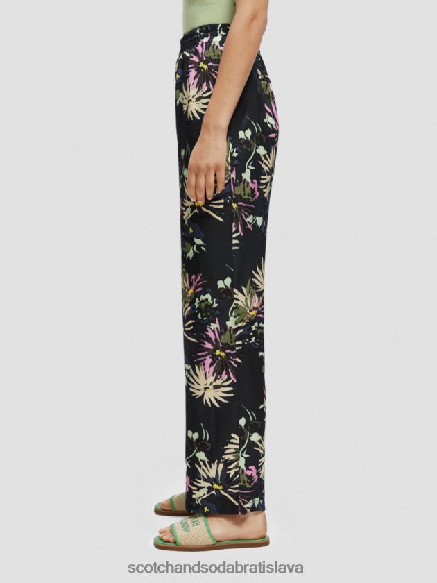 ženy oblečenie astra čierna Scotch & Soda gia mid-rise wide-noha tlačená 4ZV00D168