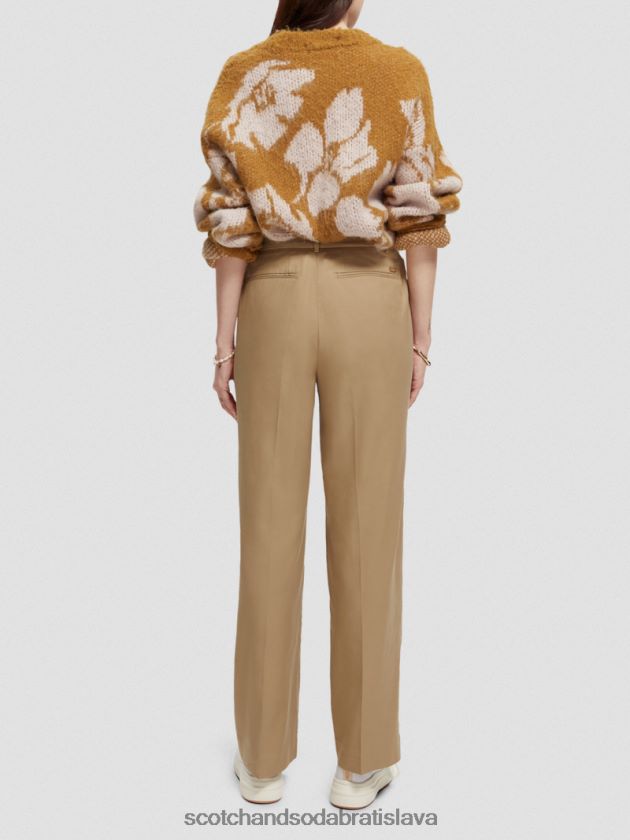 ženy oblečenie kaki Scotch & Soda nízke široké nohavice 4ZV00D154