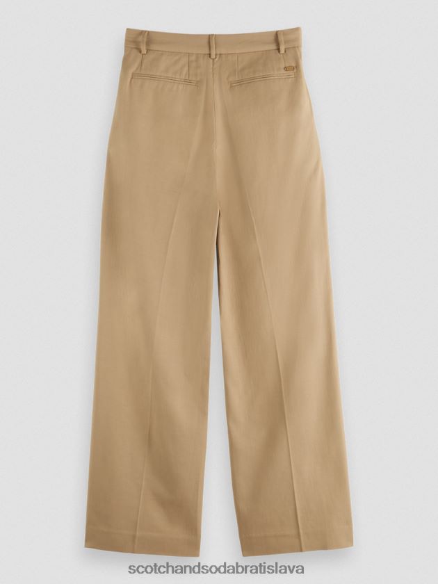 ženy oblečenie kaki Scotch & Soda nízke široké nohavice 4ZV00D154