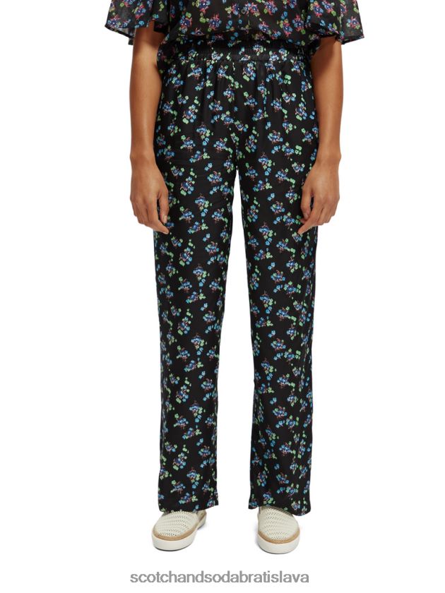 ženy oblečenie maceška ikat čierna Scotch & Soda gia mid-rise wide-noha tlačená 4ZV00D166