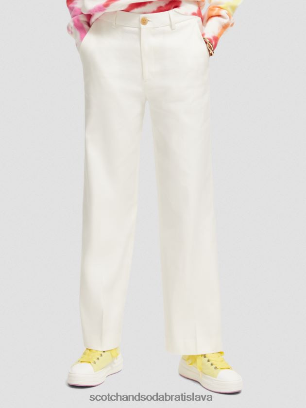 ženy oblečenie off white Scotch & Soda edie vysoké široké nohavice z ľanovej zmesi 4ZV00D161
