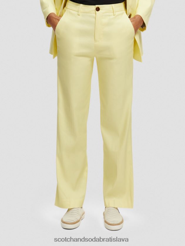 ženy oblečenie popcorn Scotch & Soda edie vysoké široké nohavice z ľanovej zmesi 4ZV00D162