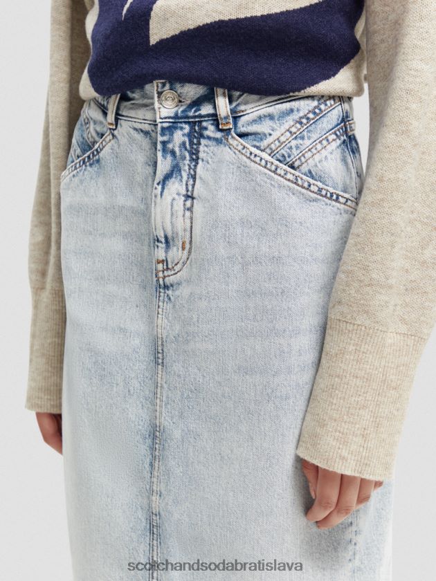 ženy oblečenie Nová éra Scotch & Soda vysoká štruktúrovaná džínsová midi ceruzková sukňa 4ZV00D1