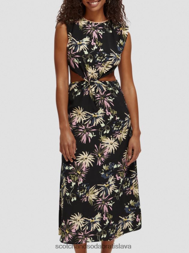 ženy oblečenie astra čierna Scotch & Soda vystrihnúť midi šaty 4ZV00D8