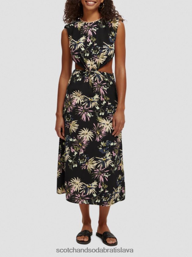 ženy oblečenie astra čierna Scotch & Soda vystrihnúť midi šaty 4ZV00D8