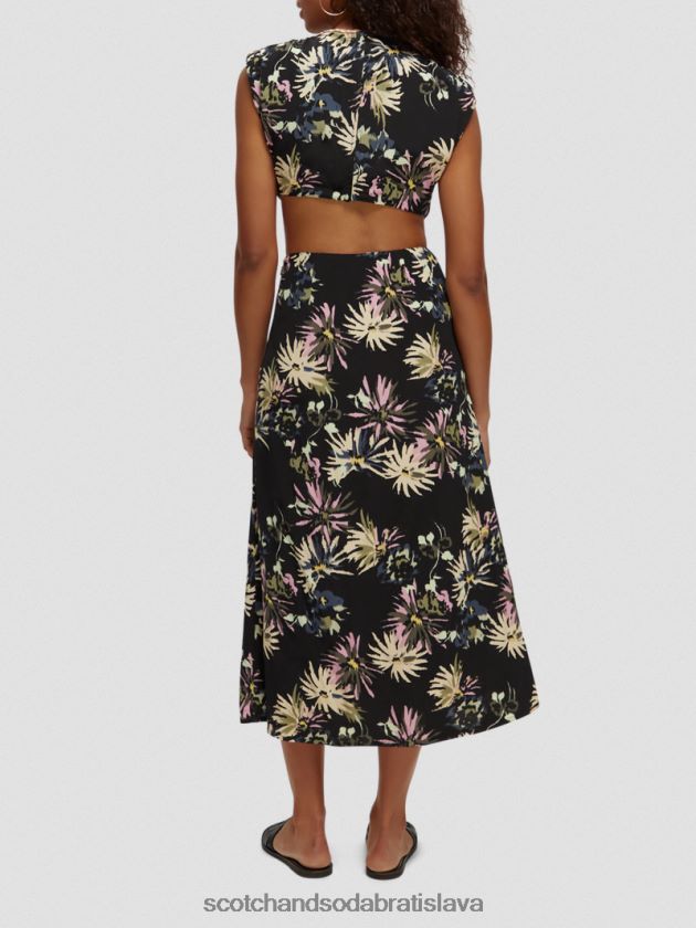 ženy oblečenie astra čierna Scotch & Soda vystrihnúť midi šaty 4ZV00D8