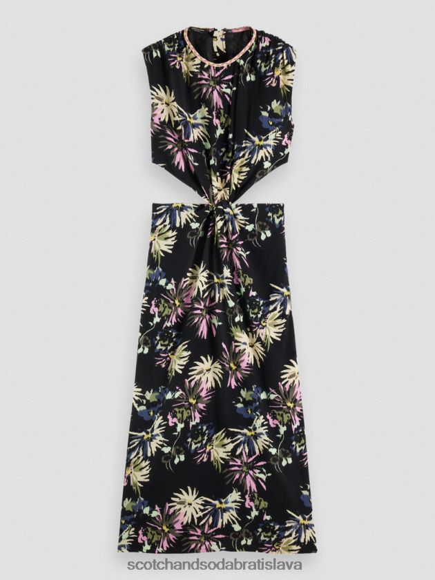 ženy oblečenie astra čierna Scotch & Soda vystrihnúť midi šaty 4ZV00D8