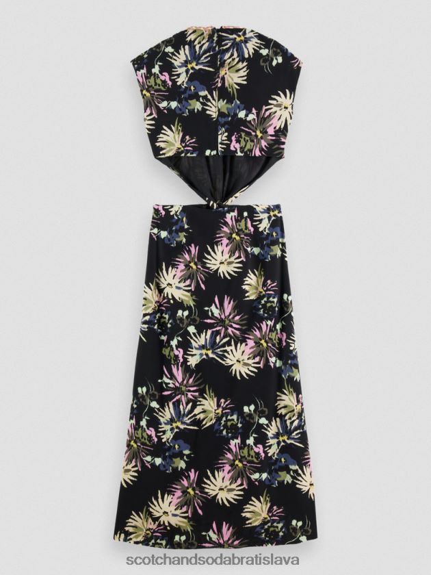 ženy oblečenie astra čierna Scotch & Soda vystrihnúť midi šaty 4ZV00D8