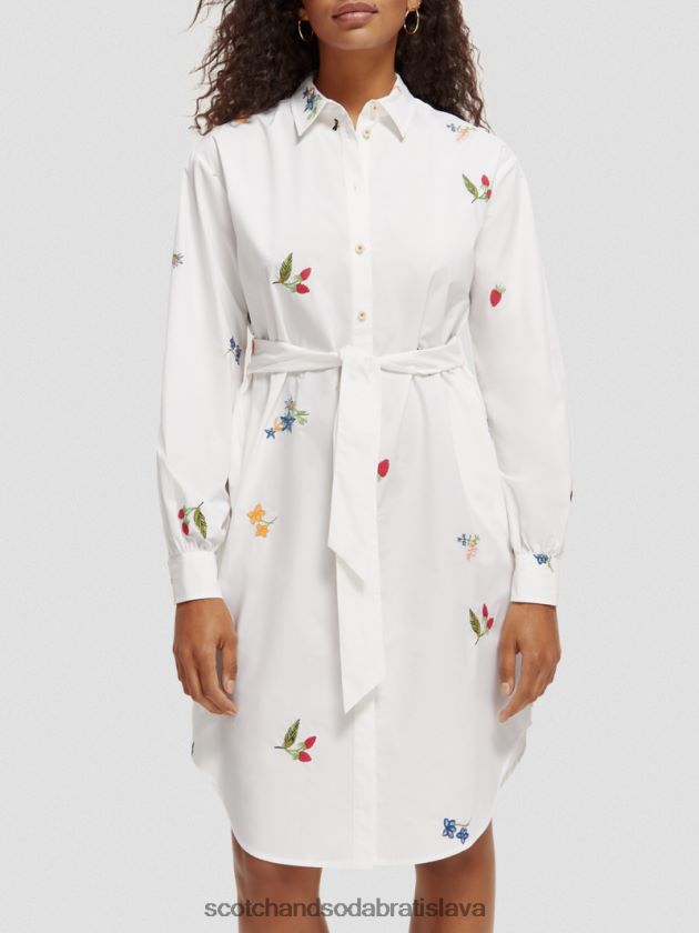 ženy oblečenie biely Scotch & Soda vyšívané midi košeľové šaty 4ZV00D19