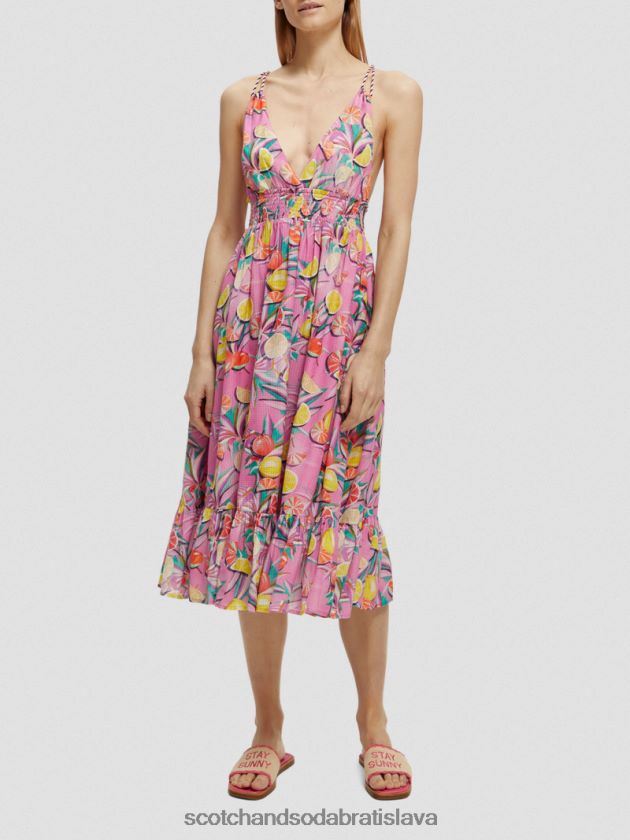 ženy oblečenie citrusová tekvica orchidea Scotch & Soda šaty na midi popruhy 4ZV00D33