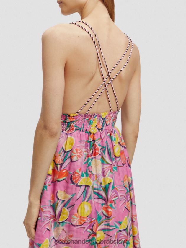 ženy oblečenie citrusová tekvica orchidea Scotch & Soda šaty na midi popruhy 4ZV00D33
