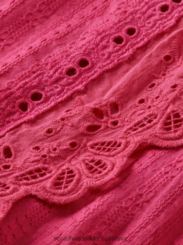 ženy oblečenie fuchsiová Scotch & Soda broderie anglaise mini šaty z organickej bavlny 4ZV00D10