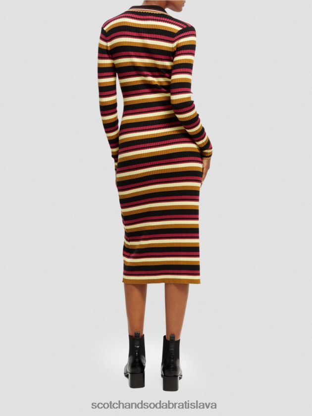 ženy oblečenie čierna Scotch & Soda Polo midi šaty z rebrovaného úpletu s dlhým rukávom 4ZV00D13