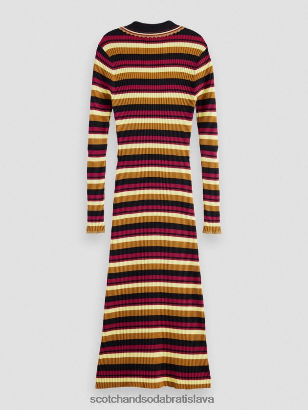 ženy oblečenie čierna Scotch & Soda Polo midi šaty z rebrovaného úpletu s dlhým rukávom 4ZV00D13