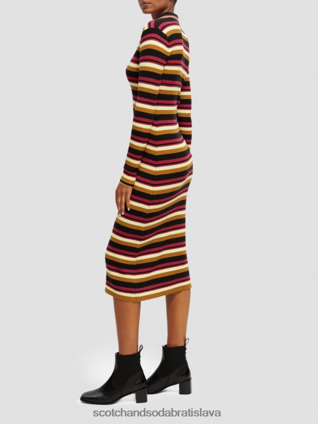 ženy oblečenie čierna Scotch & Soda Polo midi šaty z rebrovaného úpletu s dlhým rukávom 4ZV00D13