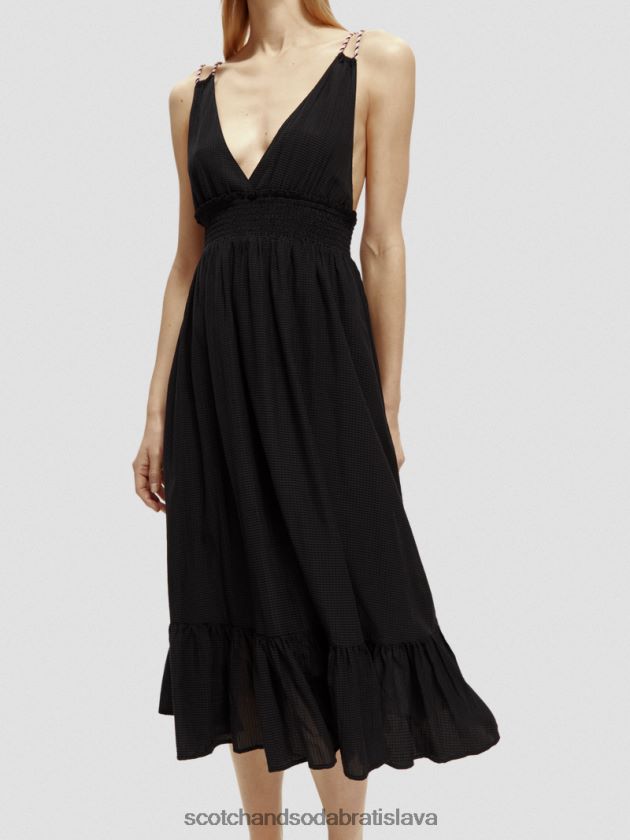 ženy oblečenie čierna Scotch & Soda šaty na midi popruhy 4ZV00D32