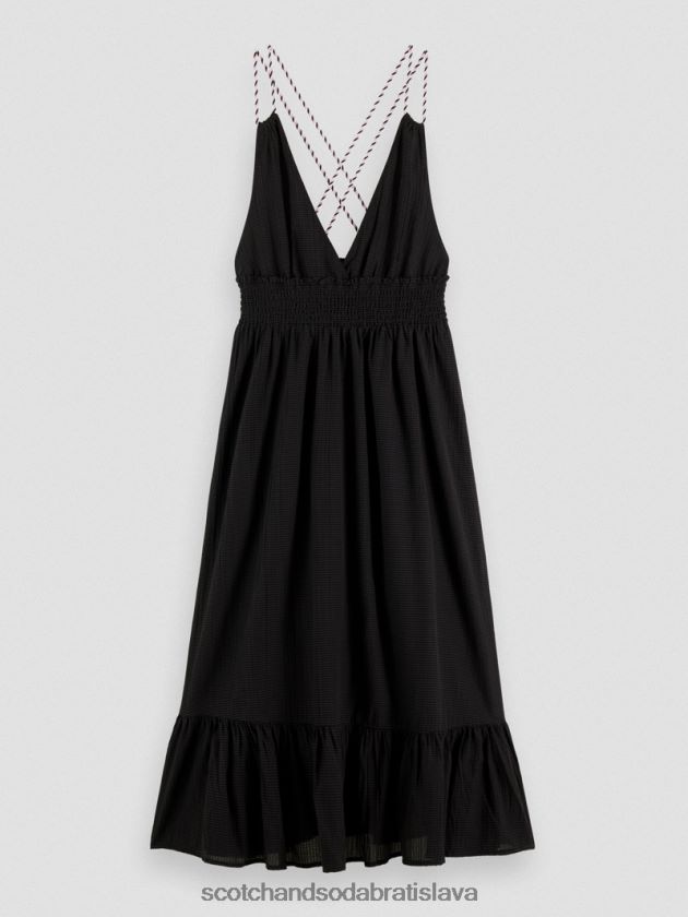 ženy oblečenie čierna Scotch & Soda šaty na midi popruhy 4ZV00D32