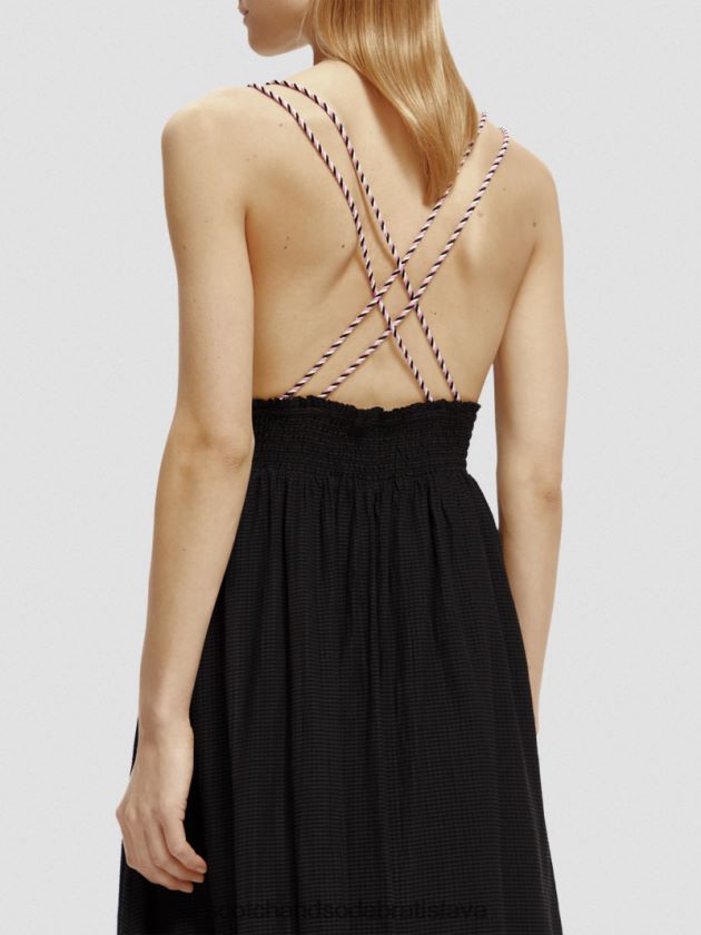 ženy oblečenie čierna Scotch & Soda šaty na midi popruhy 4ZV00D32