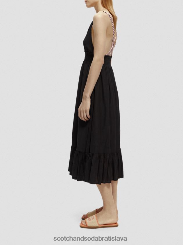 ženy oblečenie čierna Scotch & Soda šaty na midi popruhy 4ZV00D32