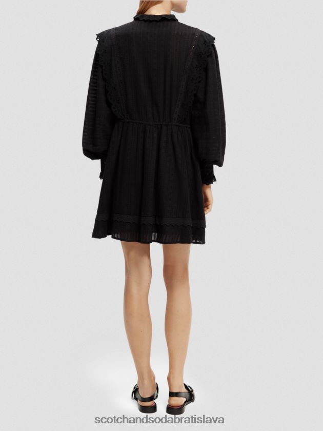 ženy oblečenie čierna Scotch & Soda broderie anglaise mini šaty z organickej bavlny 4ZV00D11