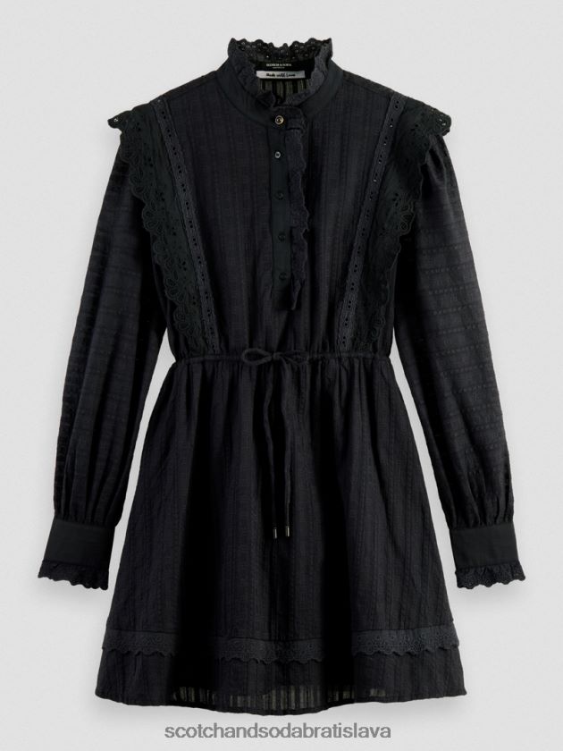 ženy oblečenie čierna Scotch & Soda broderie anglaise mini šaty z organickej bavlny 4ZV00D11