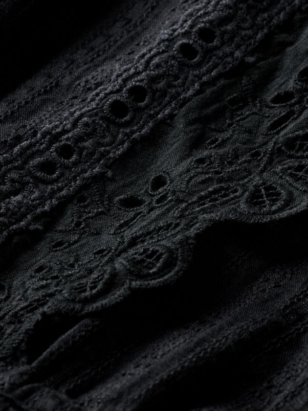 ženy oblečenie čierna Scotch & Soda broderie anglaise mini šaty z organickej bavlny 4ZV00D11