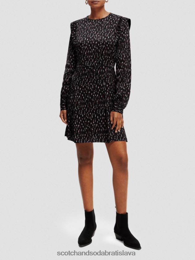 ženy oblečenie ikat dážď Scotch & Soda minišaty so štruktúrovanou potlačou s dlhým rukávom 4ZV00D25