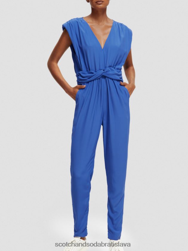 ženy oblečenie jasne modrá Scotch & Soda overal s véčkovým výstrihom s opaskom 4ZV00D18