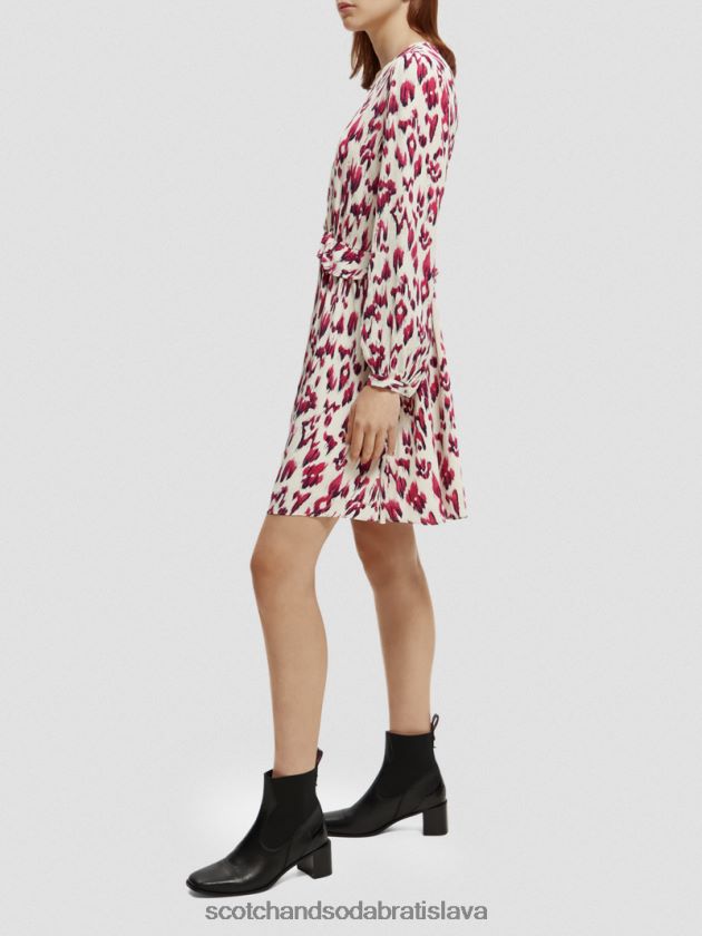 ženy oblečenie kartáčovaný ikat čerešňový koláč Scotch & Soda minišaty s potlačou do V s dlhým rukávom 4ZV00D28