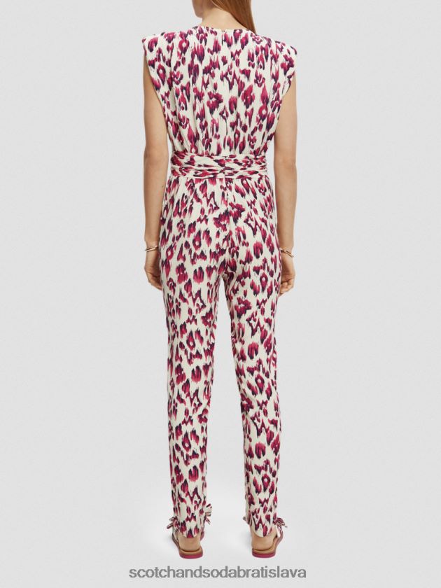 ženy oblečenie kartáčovaný ikat čerešňový koláč Scotch & Soda overal s véčkovým výstrihom s opaskom 4ZV00D16