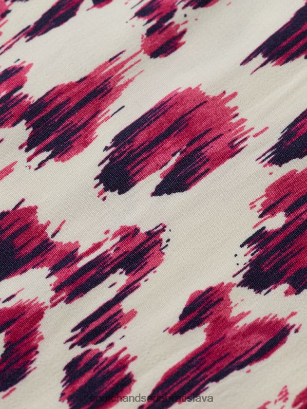 ženy oblečenie kartáčovaný ikat čerešňový koláč Scotch & Soda overal s véčkovým výstrihom s opaskom 4ZV00D16