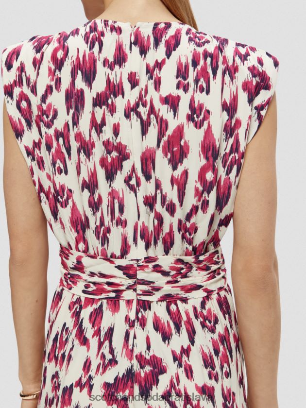 ženy oblečenie kartáčovaný ikat čerešňový koláč Scotch & Soda overal s véčkovým výstrihom s opaskom 4ZV00D16