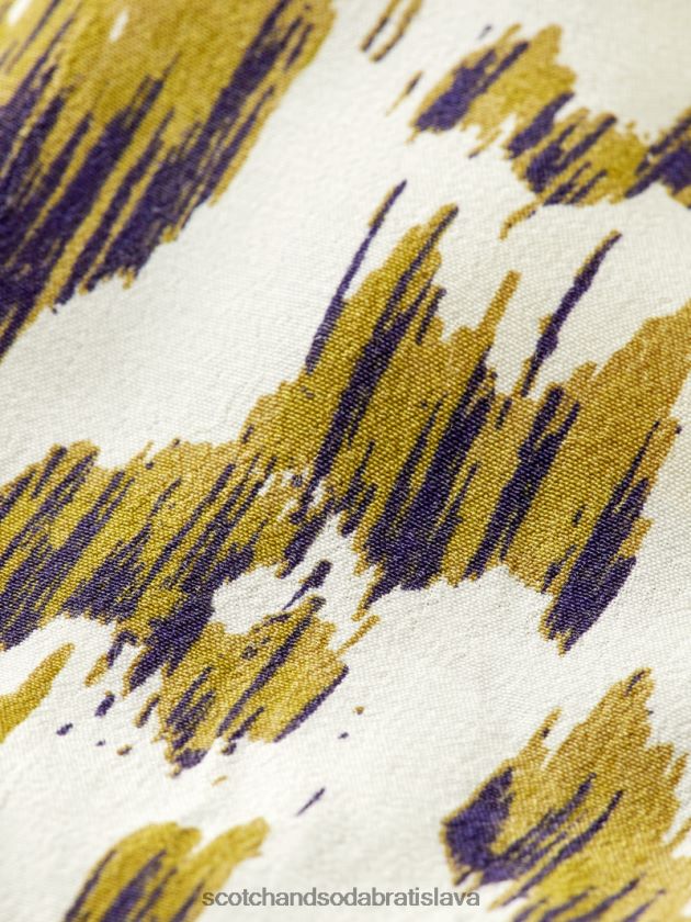 ženy oblečenie kartáčovaný ikat vojenská zelená Scotch & Soda overal s véčkovým výstrihom s opaskom 4ZV00D15