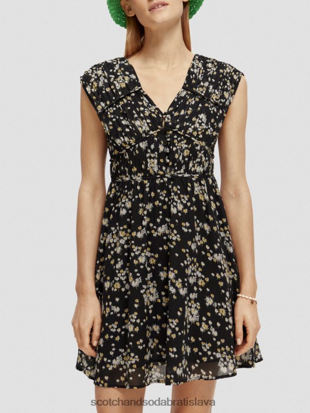 ženy oblečenie púpava čierna Scotch & Soda Mini šaty bez rukávov s výstrihom do V 4ZV00D20