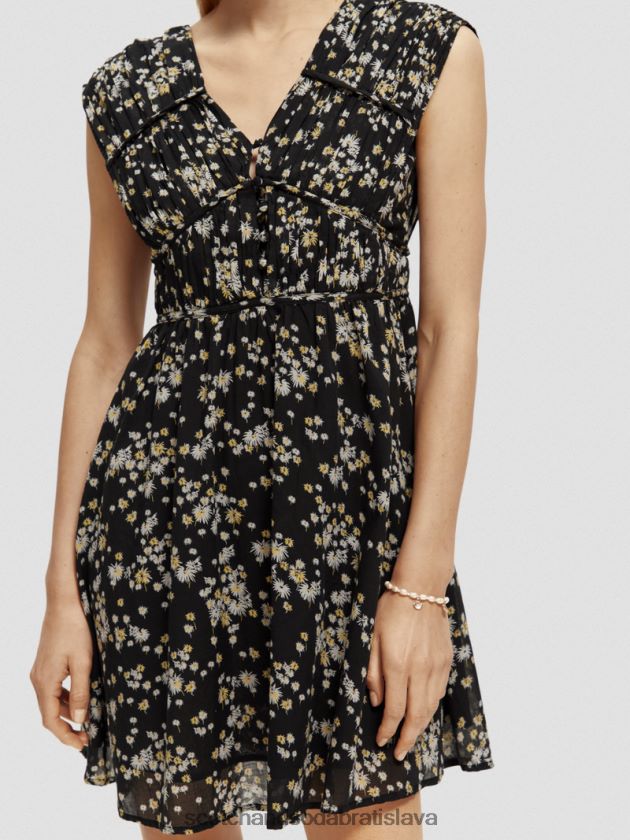 ženy oblečenie púpava čierna Scotch & Soda Mini šaty bez rukávov s výstrihom do V 4ZV00D20