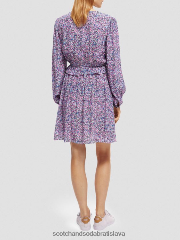 ženy oblečenie rozária fialová Scotch & Soda minišaty s potlačou do V s dlhým rukávom 4ZV00D29