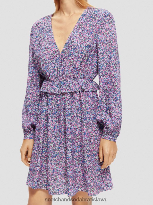 ženy oblečenie rozária fialová Scotch & Soda minišaty s potlačou do V s dlhým rukávom 4ZV00D29