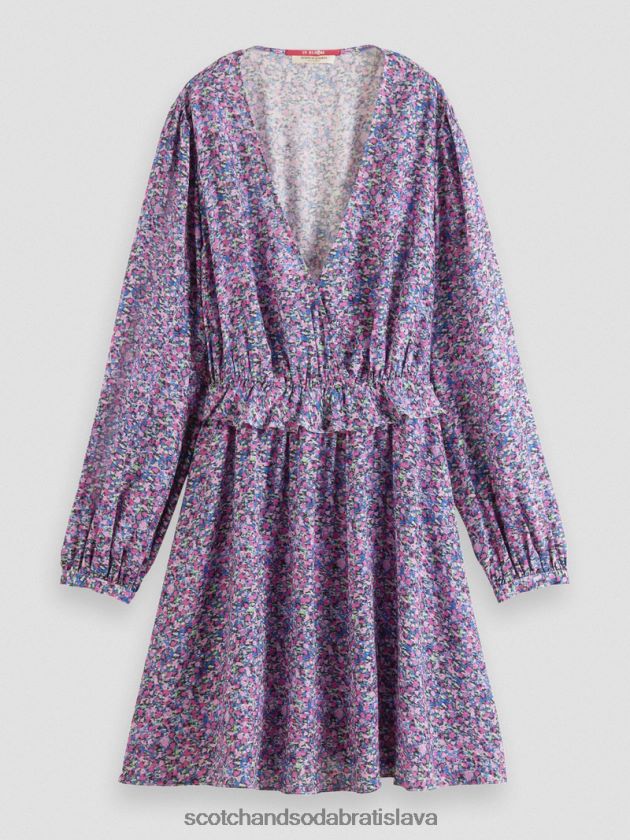 ženy oblečenie rozária fialová Scotch & Soda minišaty s potlačou do V s dlhým rukávom 4ZV00D29
