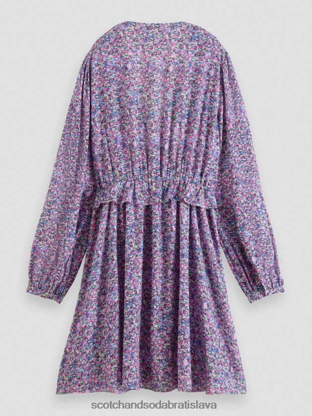 ženy oblečenie rozária fialová Scotch & Soda minišaty s potlačou do V s dlhým rukávom 4ZV00D29