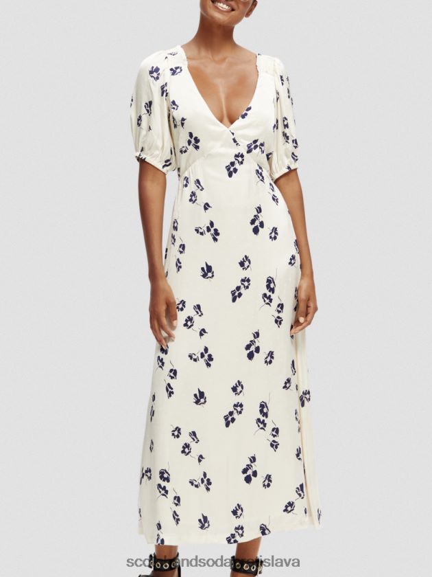 ženy oblečenie tulipány Scotch & Soda Maxi šaty s otvoreným chrbtom a výstrihom do V 4ZV00D2