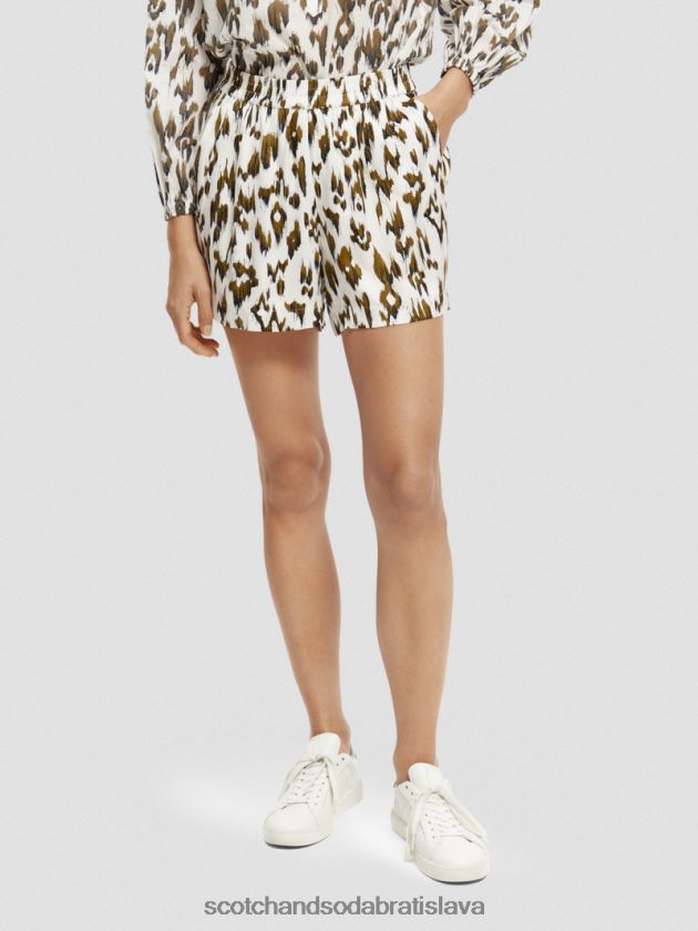 ženy oblečenie kartáčovaný ikat vojenská zelená Scotch & Soda šortky so širokými nohavicami s potlačou 4ZV00D246