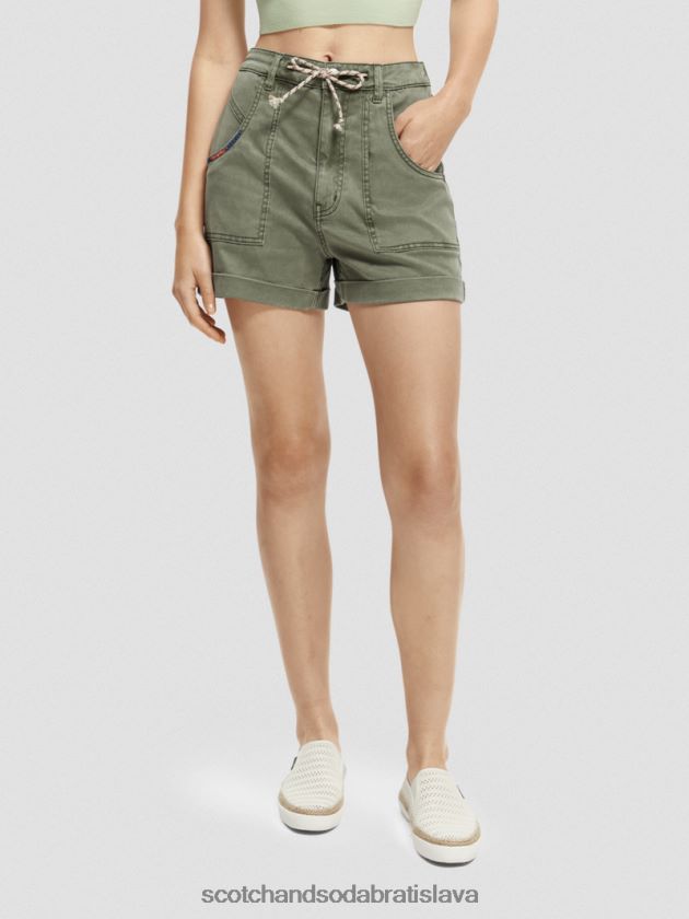 ženy oblečenie olivovo zelená Scotch & Soda chino šortky farbené na odeve 4ZV00D248