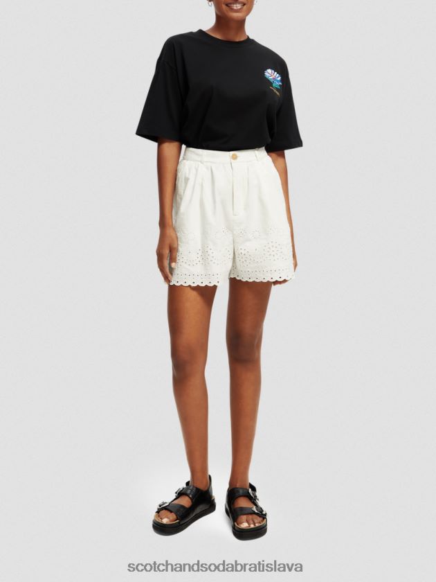 ženy oblečenie vanilková biela Scotch & Soda broderie anglaise šortky z organickej bavlny 4ZV00D242