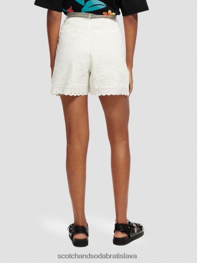 ženy oblečenie vanilková biela Scotch & Soda broderie anglaise šortky z organickej bavlny 4ZV00D242