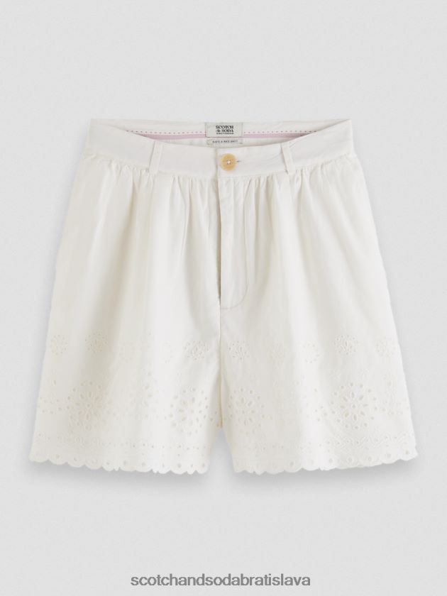 ženy oblečenie vanilková biela Scotch & Soda broderie anglaise šortky z organickej bavlny 4ZV00D242