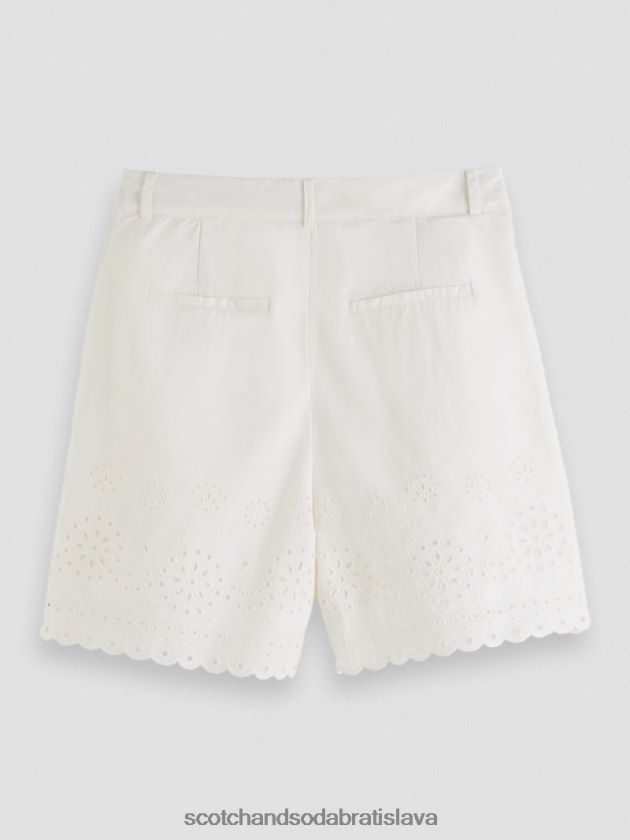 ženy oblečenie vanilková biela Scotch & Soda broderie anglaise šortky z organickej bavlny 4ZV00D242