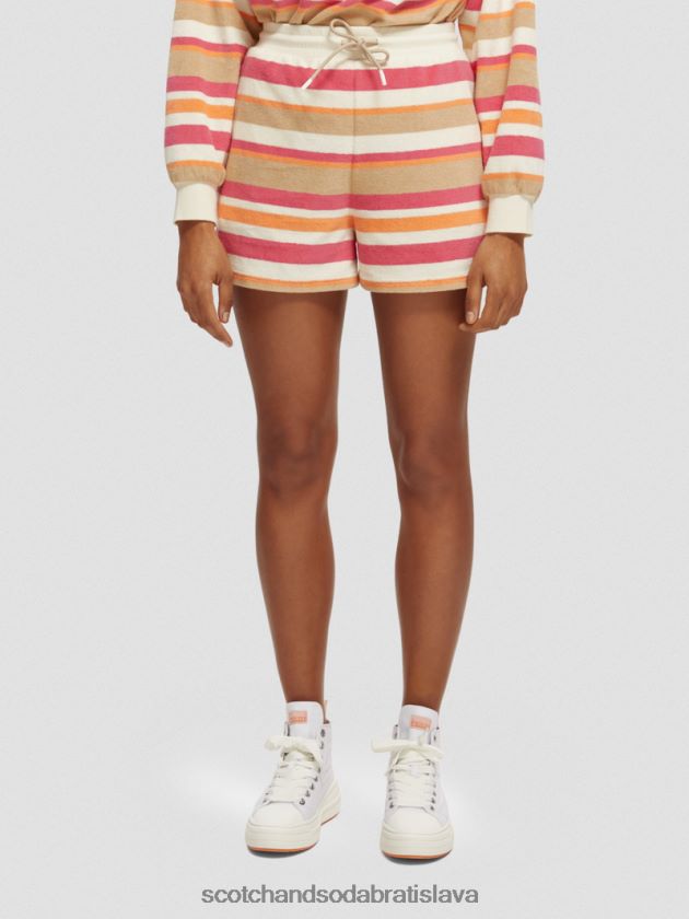 ženy oblečenie vanilková biela Scotch & Soda pásikavé šortky s vysokým pásom 4ZV00D179