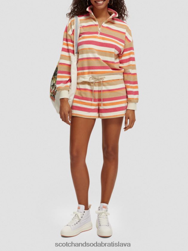 ženy oblečenie vanilková biela Scotch & Soda pásikavé šortky s vysokým pásom 4ZV00D179