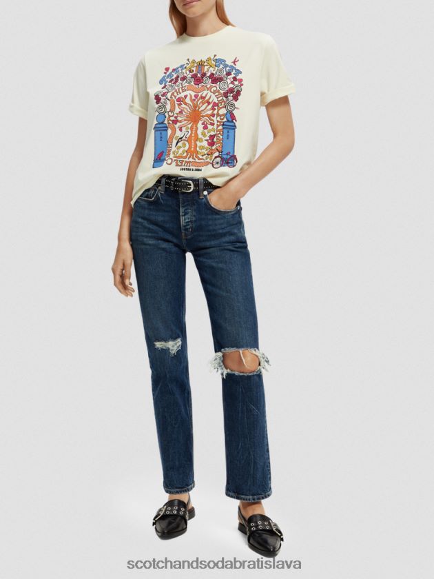 ženy oblečenie biely Scotch & Soda Umelecké tričko uvoľneného strihu z organickej bavlny 4ZV00D98